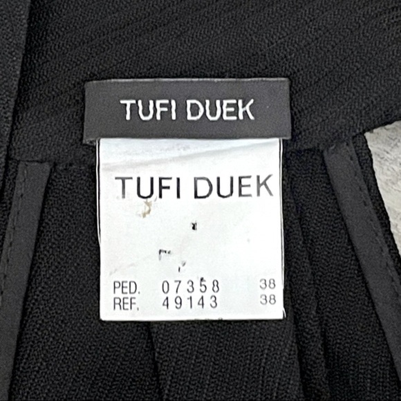 Tufi Duek Little Black Dress US 6 Sleeveless Ruffle V-Neck Mini Cocktail Prom - Picture 8 of 9